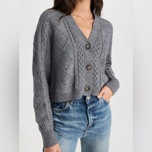 Madewell Cable Knit Cropped Cardigan - Gray/Silver